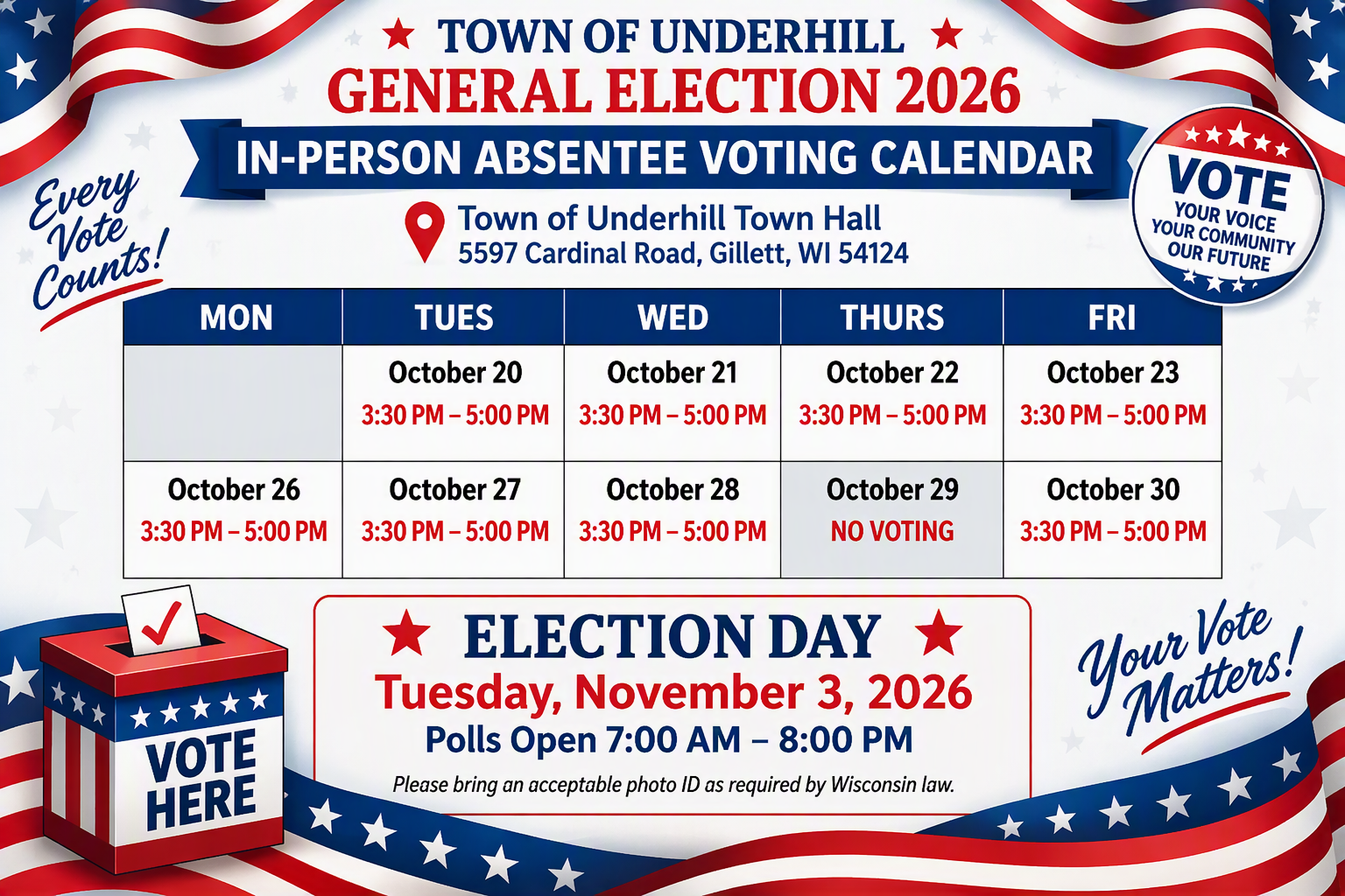 2026 General Election In-Person Absentee Voting Begins Today!!